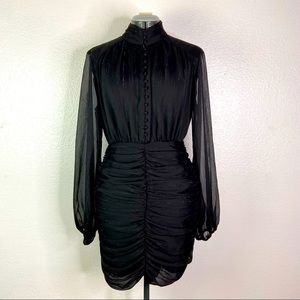 NWT HOUSE OF HARLOW 1960 High Neck Ruched Bodycon Dress